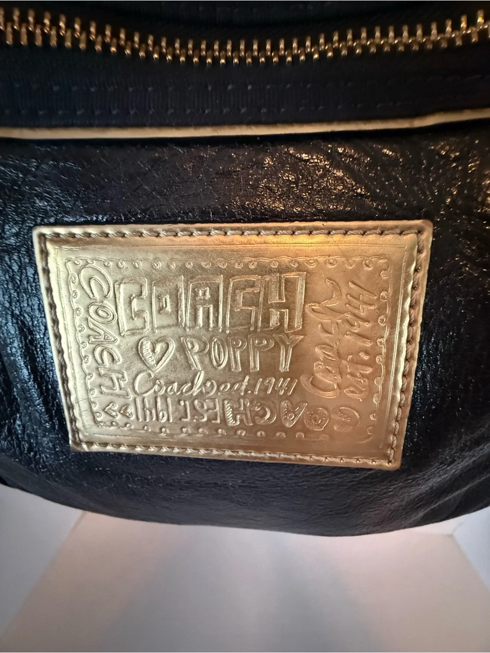 Coach Black Leather Hobo with Gold Hardware
